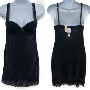 Victoria’s Secret Lace Babydoll Push Up Bra Slip Dress Chemise 34B Lingerie